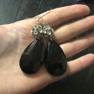 Black crystal drop earrings